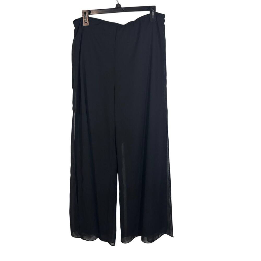 Alex Evenings Black Chiffon Wide Leg Dress Pants Women's Size Large Eveningwear